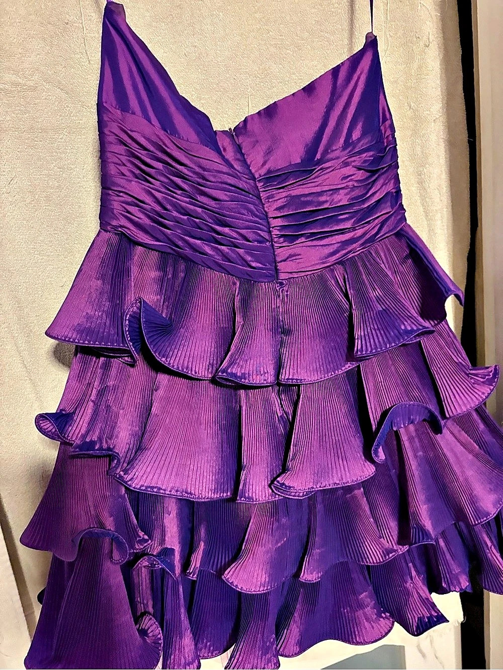 Purple Ruffle Mini Dress Like New - Picture 2 of 2